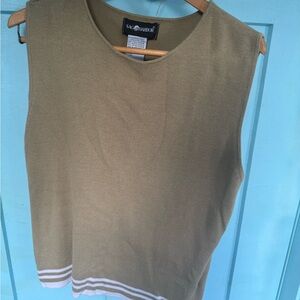 Sag Harbor Olive Tank Top with White Trim